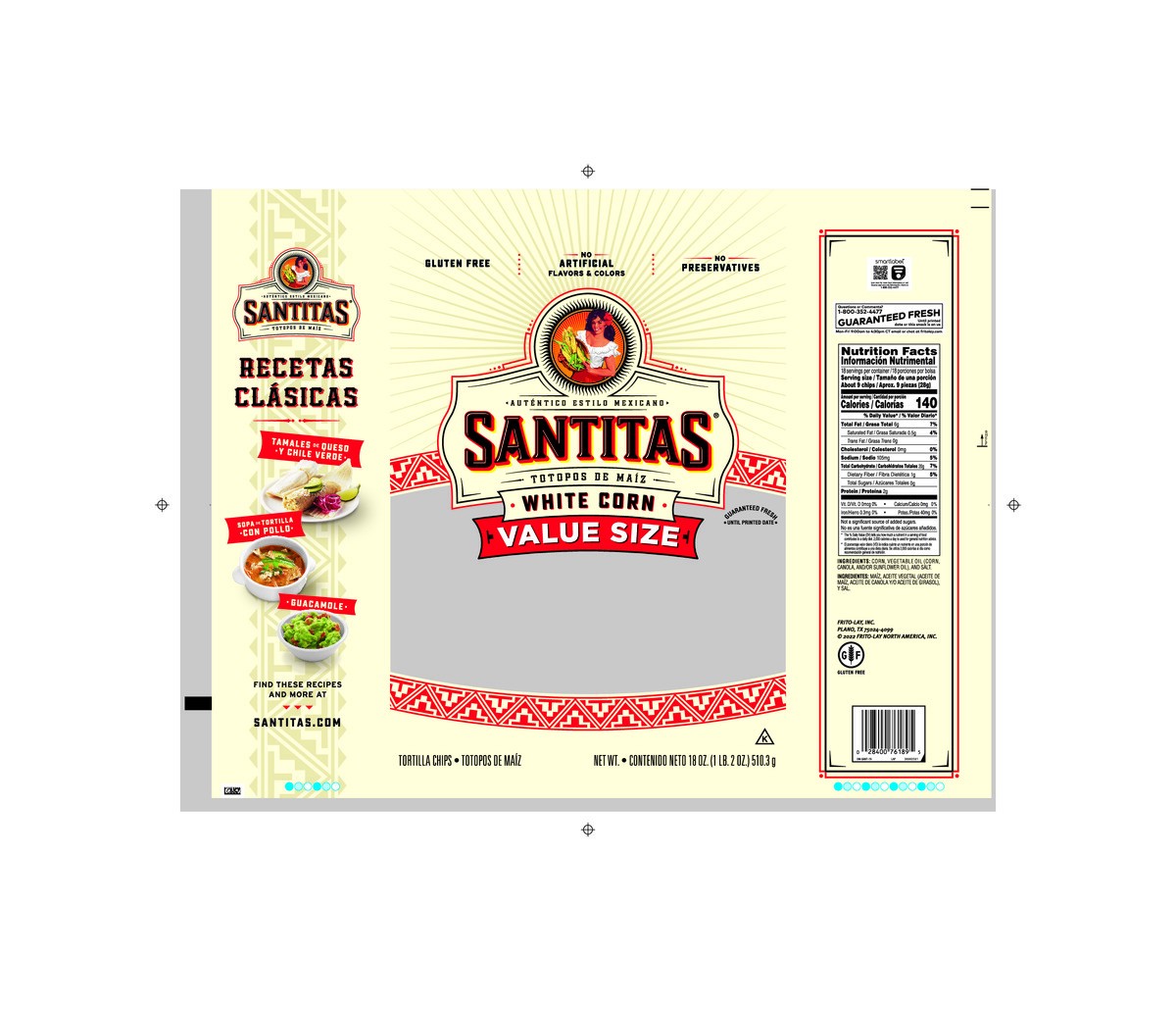 slide 5 of 6, Santitas Tortilla Chips White 18oz - 18 Oz, 18 oz