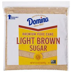 Domino Premium Pure Cane Light Brown Sugar 2lb Zipper Pak - 2 Lb