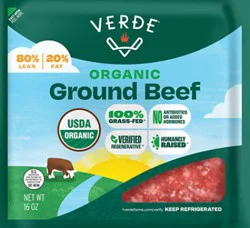 Verde Grass Fed Organic Ground Beef 80/20 - 16 Oz