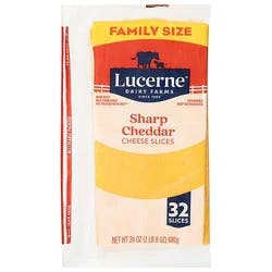 Lucerne Sharp Cheddar Cheese Slices Family Size - 32 Ct