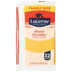 Lucerne Sharp Cheddar Cheese Slices Family Size - 32 Ct