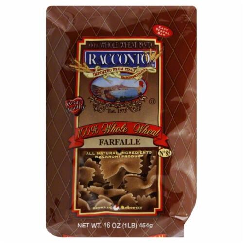 slide 1 of 1, Racconto 100% Whole Wheat Farfalle, 16 oz