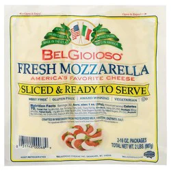 Belgioioso Fresh Mozzarella Sliced Cheese 2- 16 Oz - 2-16 Oz