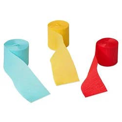 American Greetings Red/yellow/blue 30' Crepe Paper - 3 Count