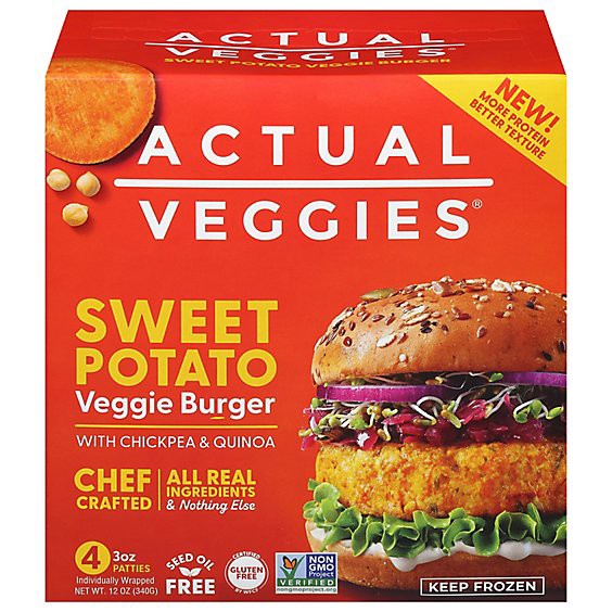 slide 1 of 1, Actual Veggies Burger Veggie Sweet Potato - 12 Oz, 12 oz