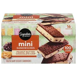 Signature Select Dairy Dessert Sandwich Peanut Butter Chocolate Chip Mini 36 Fz - 16-2.25