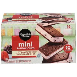 Signature Selet Dairy Dessert Sandwich Strawberry Chocolate Chip Mini 36 Fz - 16-2.25