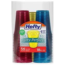Hefty Party Perfect Tinted Cups 18 Oz - 54 Ct