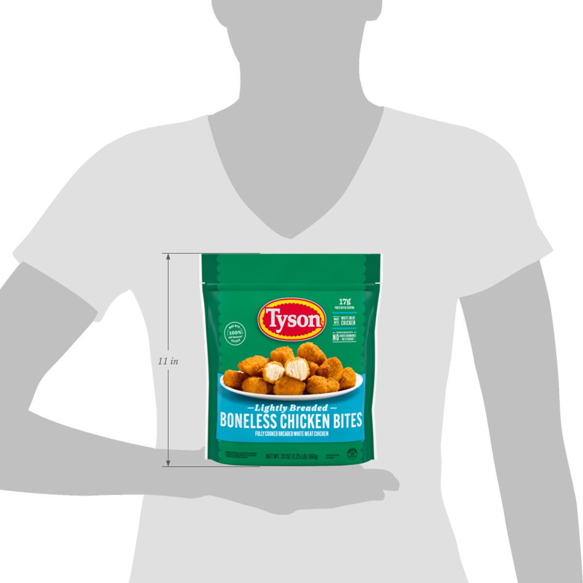 slide 3 of 12, Tyson Lightly Breaded Boneless Chicken Bites - 1.25 Lb, 20 oz