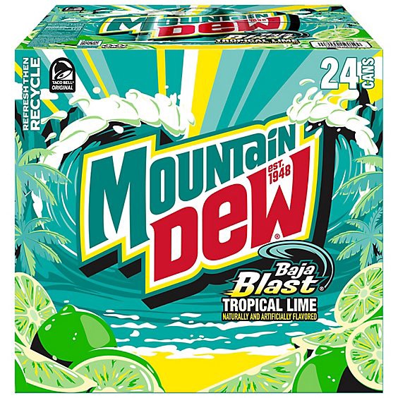slide 1 of 7, Mtn Dew Baja Blast Tropical Lime 24-12fz - 24-12 Fz, 24 ct; 12 fl oz
