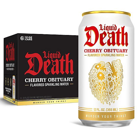 slide 1 of 1, Liquid Death Cherry Obituary 6-12fz - 6-12 Fz, 72 fl oz