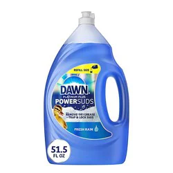 Dawn Platinum Plus Power Suds Dishwashing Liquid, Fresh Rain - 51.5 Oz