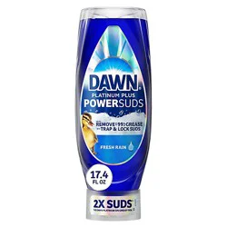 Dawn Platinum Plus Power Suds Dishwashing Liquid, Fresh Rain - 17.4 Oz