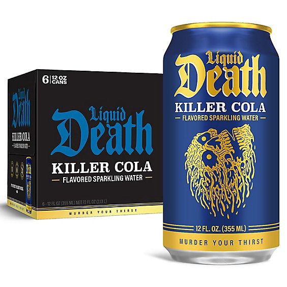 slide 1 of 9, Liquid Death Killer Cola 6-12fz - 6-12 Fz, 72 fl oz
