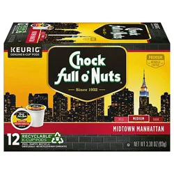 Chock Full O'nuts Single Serve 12 Count Midtown Manhattan K-Cup - 3.3 Oz