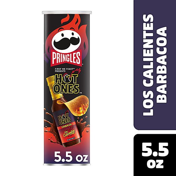 slide 1 of 12, Pringles Hot Ones Los Calientes Barbacoa Spicy Potato Crisps Chips - 5.5 Oz, 5.57 oz