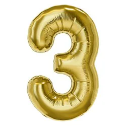 American Greetings Number '3' Gold Foil Large Balloon - Each