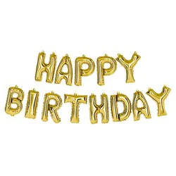 American Greetings Gold ' Happy Birthday' Ballon Banner 13 Count Set - Each