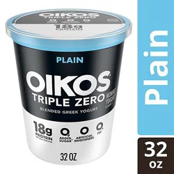 Dannon Oikos Triple Zero Plain Tub 32oz - 32 Oz