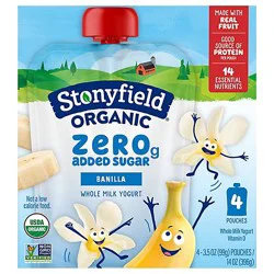 Stonyfield Org Kids Zero G Added Sugar Whole Milk Yogurt Pouches, Banilla, 4-3.5 Oz - 4-3.5 Oz