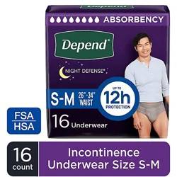 Depend Night Defense Overnight S/m Men's Adult Incontinence Underwear - 16 Count