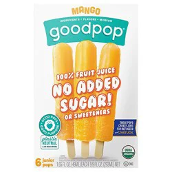 Goodpops Pop Junior Mango Organic 6ct - 9.9 Fz