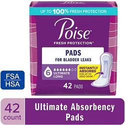 Poise 6 Drop Absorbency Incontinence Pads - 42 Count