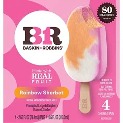 Baskin Robbins Rainbow Sherbet Ice Cream Bar 4 Ct., 4-2.65 Fz, 10.6 Fz - 4-2.65fz