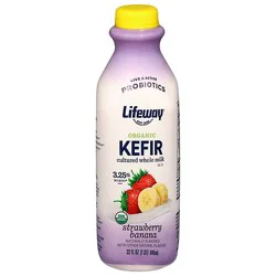 Lifeway Organic Whole Milk Strawberry Banana Kefir - 32 Oz