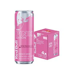 Red Bull Pink Edition Energy Drink Wild Berries Pack Of 4 Can - 12 Fl. Oz.