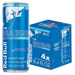 Red Bull Sea Blue Edition Sugarfree Energy Drink Juneberry 80mg Caffeine - 4-8.4 Fl. Oz.