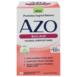 Azo Boric Acid 600mg 30ct Suppositories - 30 Ct