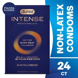 Durex Intense Nitrile Ultra Thin Premium Non Latex Lubricated Condoms - 24 Ct