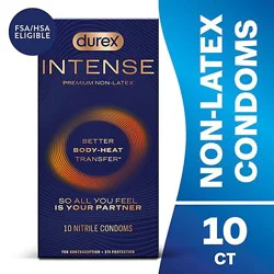 Durex Intense Nitrile Ultra Thin Premium Non Latex Lubricated Condoms - 10 Ct