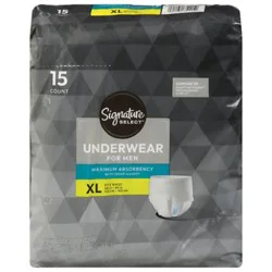 Signature Select Underwear Mens Maximum Absorbency Extra Large 15 Ct - 15 Ct