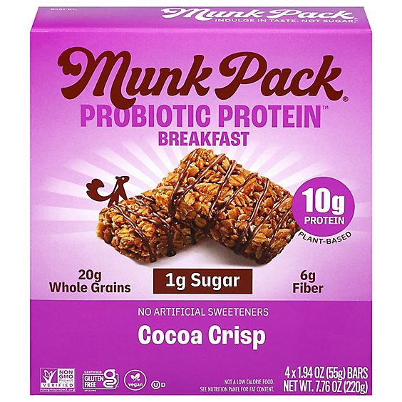 slide 1 of 1, Munk Pack Breakfast Bar Cocoa Crisp 4pk - 7.76 Oz, 4 ct