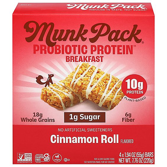 slide 1 of 1, Munk Pack Breakfast Bar Cinnamon Roll 4pk - 7.76 Oz, 4 ct