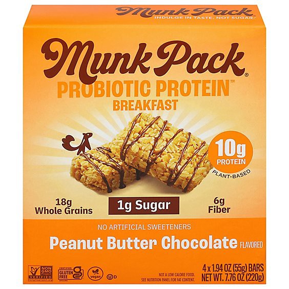 slide 1 of 1, Munk Pack Breakfast Bar Peanut Butter Chocolate 4pk - 7.76 Oz, 4 ct