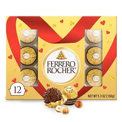 Ferrero Rocher Gourmet Hazelnut Milk Chocolate Valentine's Day Heart Gift Box 10 Count - 5.3 Oz