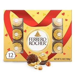 Ferrero Rocher Gourmet Hazelnut Milk Chocolate Valentine's Day Heart Gift Box 10 Count - 5.3 Oz