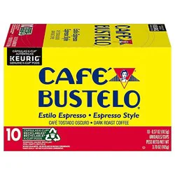 Café Bustelo Espresso Style Dark Roast Coffee Single Serve Pods - 10 Count