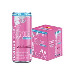 Red Bull Pink Edition Sugar Free Energy Drink Wild Berries Pack Of 4 Can - 8.4 Fl. Oz.