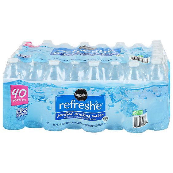 slide 1 of 1, Signature Select Refreshe Purified Water - 40-16.9 Fl. Oz., 676 fl oz