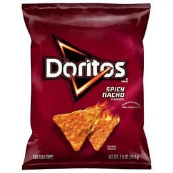 Doritos Tortilla Chips Spicy Nacho Flavored 2 5/8 Oz - 2.625oz