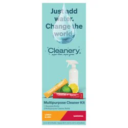 Cleanery Multipurpose Cleaner Kit, Lemon & Lime And Gardenia - 2-.58 Oz Refills, 1 Reusable Bottle - Ea