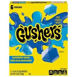 Gushers Blueberry Grape And Sour Blue Raspberry Fruit Flavored Snacks 6 Count - 4.8 Oz
