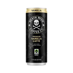 Death Wish Coffee Co. Premium Vanilla Latte 100% Colombian Cold Brew Fair Trade™ Coffee - 11 Oz