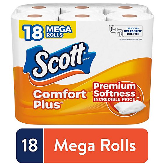 slide 1 of 5, Scott Comfortplus 1-Ply Toilet Paper Mega Rolls - 18 Count, 18 ct