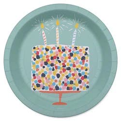 American Greetings Birthday Cake On Green 7" Paper Plates - 10 Count