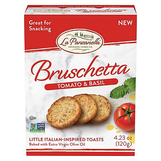 slide 1 of 1, La Panzanella Bruschetta Tomato & Basil Bread Carton - 4.23 Oz, 4.23 oz